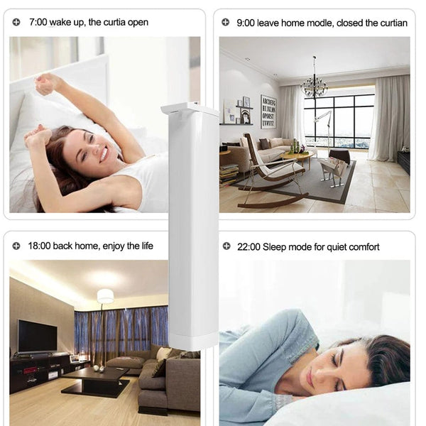 Planet Gates Motor with 4.8m Rail / Open to Left Cheap Tuya 3 Generation Shorter WiFi Curtain Motor Electric Track Rail Rod Automatic System Smart Home Curtains Remote Control