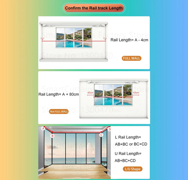 Planet Gates Motor with 4.8m Rail / Open to Left Cheap Tuya 3 Generation Shorter WiFi Curtain Motor Electric Track Rail Rod Automatic System Smart Home Curtains Remote Control