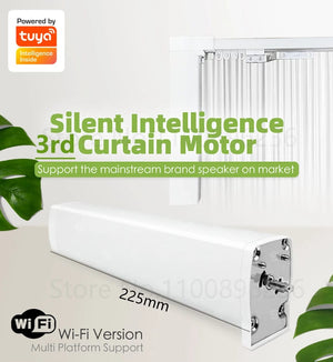 Planet Gates Motor with 4.8m Rail / Open to Left Cheap Tuya 3 Generation Shorter WiFi Curtain Motor Electric Track Rail Rod Automatic System Smart Home Curtains Remote Control