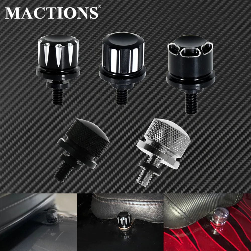 Planet Gates Motorcycle Black/Chrome Seat Bolt Tab Screw For Harley Touring Road King Street Glide Softail Dyna Sportster XL Street Bob 96-19