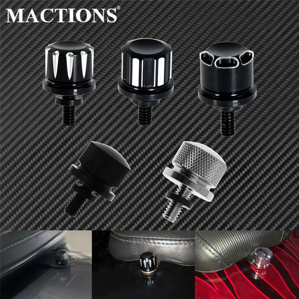 Planet Gates Motorcycle Black/Chrome Seat Bolt Tab Screw For Harley Touring Road King Street Glide Softail Dyna Sportster XL Street Bob 96-19