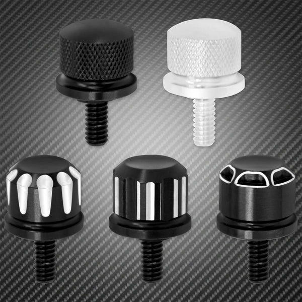 Planet Gates Motorcycle Black/Chrome Seat Bolt Tab Screw For Harley Touring Road King Street Glide Softail Dyna Sportster XL Street Bob 96-19