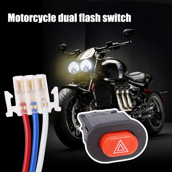 Planet Gates Motorcycle Double Flash Switch Hazard Light Switch Button Flash Warning Emergency Signal Lamp Electric Vehicle Modification Part