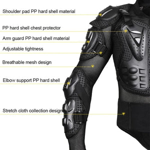 Planet Gates Motorcycle Full Body Armor Jacket spine chest protection gear Motocross Motos Protector Motorcycle Jacket Armour for Men Women