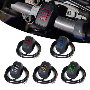 Planet Gates Motorcycle Handlebar Switch with LED Light 7/8'' 22mm Momentry Buttton for Electric Star Kill Waterproof Control Switch Button