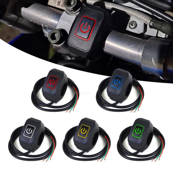 Planet Gates Motorcycle Handlebar Switch with LED Light 7/8'' 22mm Momentry Buttton for Electric Star Kill Waterproof Control Switch Button