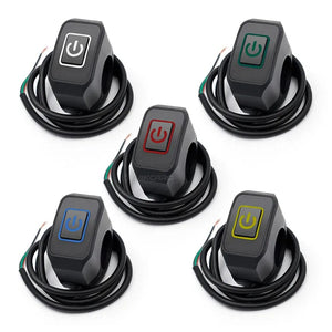 Planet Gates Motorcycle Handlebar Switch with LED Light 7/8'' 22mm Momentry Buttton for Electric Star Kill Waterproof Control Switch Button