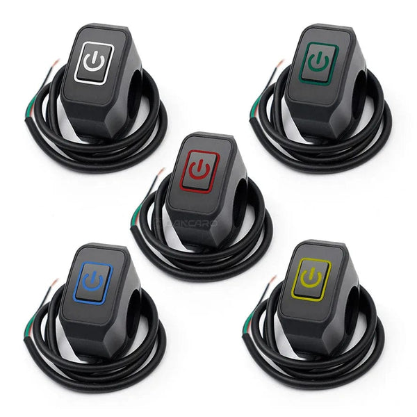 Planet Gates Motorcycle Handlebar Switch with LED Light 7/8'' 22mm Momentry Buttton for Electric Star Kill Waterproof Control Switch Button