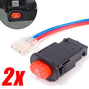 Planet Gates Motorcycle Hazard Light Switch Double Flashing Warning Flasher Emergency Signal Wires for Motorcycle E-scooter Electric Vehicles