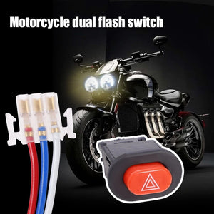 Planet Gates Motorcycle Hazard Light Switch Double Flashing Warning Flasher Emergency Signal Wires for Motorcycle E-scooter Electric Vehicles