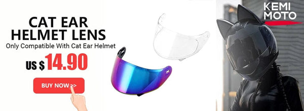 Planet Gates Motorcycle Helmet Full Face Cat Ear Detachable DOT Certification Safety Moto Helmet For Women Men Breathable Gift For Girlfriend