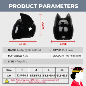 Planet Gates Motorcycle Helmet Full Face Cat Ear Detachable DOT Certification Safety Moto Helmet For Women Men Breathable Gift For Girlfriend