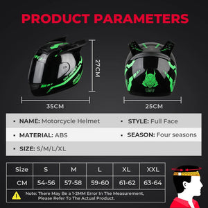 Planet Gates Motorcycle Helmet Full Face Cat Ear Detachable DOT Certification Safety Moto Helmet For Women Men Breathable Gift For Girlfriend