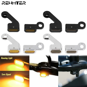 Planet Gates Motorcycle Mini LED Turn Signals Indicators Running Blinker Amber Light With E Mark Handle Grip Lamp For Harley Softail Touring