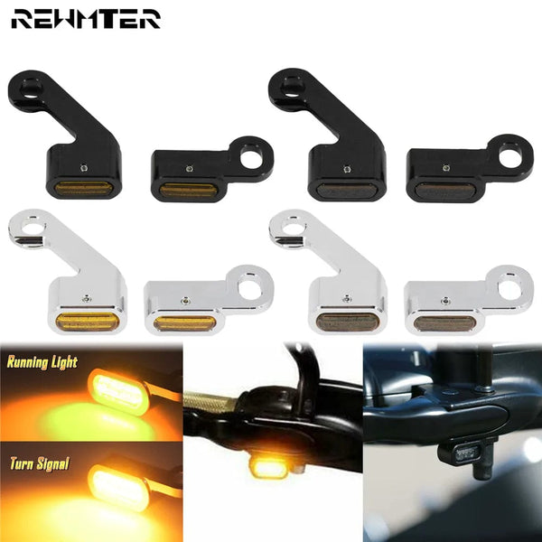 Planet Gates Motorcycle Mini LED Turn Signals Indicators Running Blinker Amber Light With E Mark Handle Grip Lamp For Harley Softail Touring