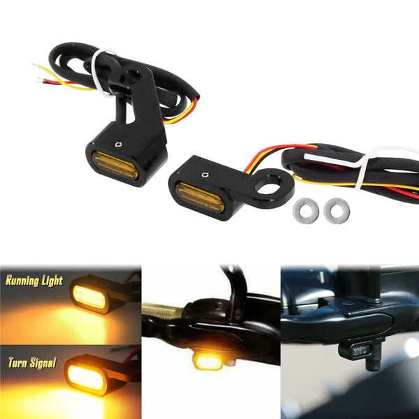 Planet Gates Motorcycle Mini LED Turn Signals Indicators Running Blinker Amber Light With E Mark Handle Grip Lamp For Harley Softail Touring