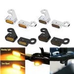 Planet Gates Motorcycle Mini LED Turn Signals Indicators Running Blinker Amber Light With E Mark Handle Grip Lamp For Harley Softail Touring