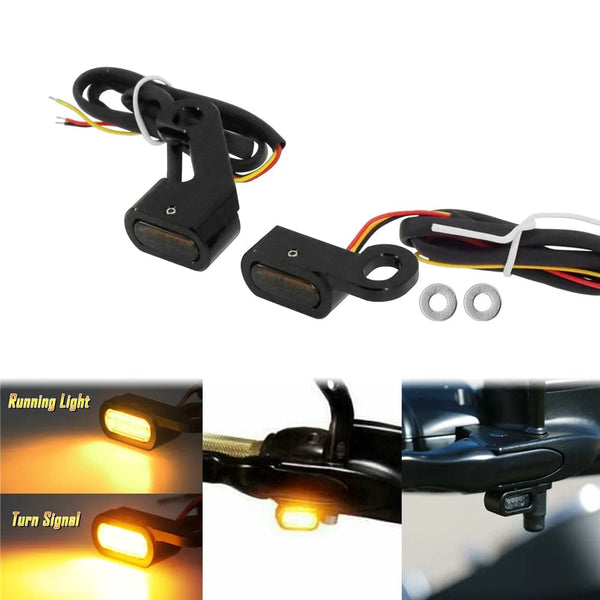 Planet Gates Motorcycle Mini LED Turn Signals Indicators Running Blinker Amber Light With E Mark Handle Grip Lamp For Harley Softail Touring