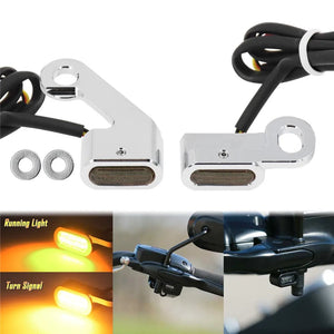 Planet Gates Motorcycle Mini LED Turn Signals Indicators Running Blinker Amber Light With E Mark Handle Grip Lamp For Harley Softail Touring