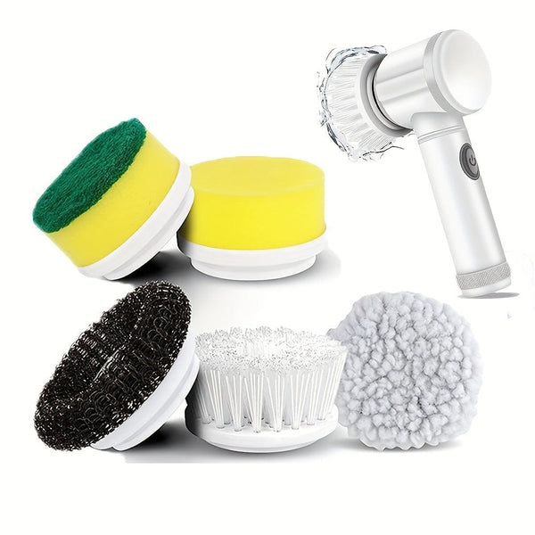 Planet Gates Motorized Rotary Cleaning Brush Accessory Motorized Cleaning Brush Cordless Power Scrubber 5 Replaceable Brush Heads For Tubs, Floors, Walls, Tiles, Bathrooms, Windows, Sinks