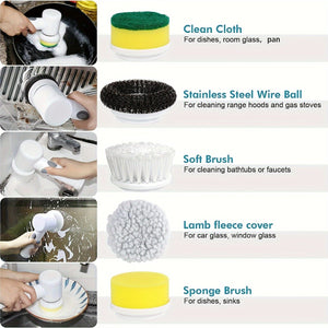 Planet Gates Motorized Rotary Cleaning Brush Accessory Motorized Cleaning Brush Cordless Power Scrubber 5 Replaceable Brush Heads For Tubs, Floors, Walls, Tiles, Bathrooms, Windows, Sinks