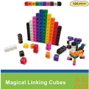 Planet Gates Moulty Linking Math Cubes Set of 100 Counting Number Blocks STEM Counting Toys Snap Linking Cube Math Counters for Kids Learning
