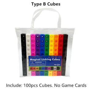 Planet Gates Moulty Linking Math Cubes Set of 100 Counting Number Blocks STEM Counting Toys Snap Linking Cube Math Counters for Kids Learning