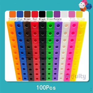 Planet Gates Moulty Linking Math Cubes Set of 100 Counting Number Blocks STEM Counting Toys Snap Linking Cube Math Counters for Kids Learning
