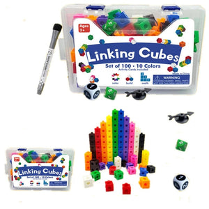 Planet Gates Moulty Linking Math Cubes Set of 100 Counting Number Blocks STEM Counting Toys Snap Linking Cube Math Counters for Kids Learning