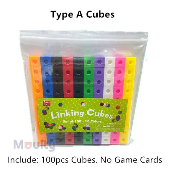 Planet Gates Moulty Linking Math Cubes Set of 100 Counting Number Blocks STEM Counting Toys Snap Linking Cube Math Counters for Kids Learning