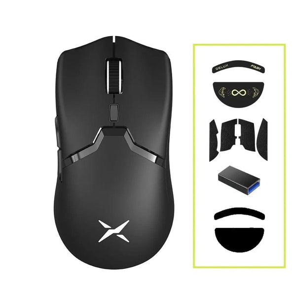 Planet Gates Mouse Add Accessory 1 Delux M800 PRO PAW3395 Wireless Gaming Mouse Bluetooth Tri-Mode Connection 26000DPI Huano Pink Switches Macro Mice For PC Gamer