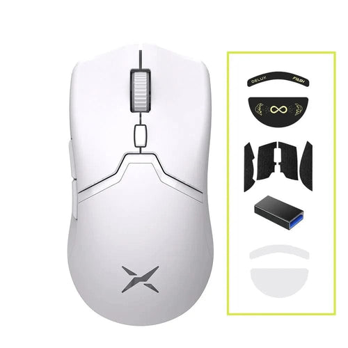 Planet Gates Mouse Add Accessory Delux M800 PRO PAW3395 Wireless Gaming Mouse Bluetooth Tri-Mode Connection 26000DPI Huano Pink Switches Macro Mice For PC Gamer