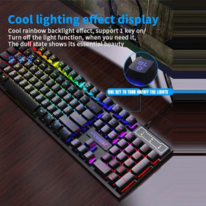 Planet Gates Mouse / CHINA 104 key Backlit Mechanical Keyboard Wired Gaming Keyboard waterproof Luminous keyboard And Mouse Set for Gamer PC Laptop Office