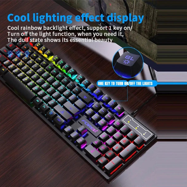 Planet Gates Mouse / CHINA 104 key Backlit Mechanical Keyboard Wired Gaming Keyboard waterproof Luminous keyboard And Mouse Set for Gamer PC Laptop Office