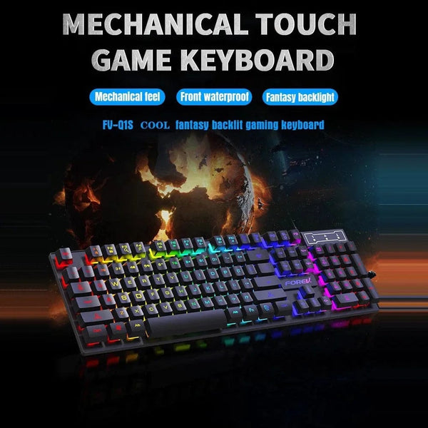 Planet Gates Mouse / CHINA 104 key Backlit Mechanical Keyboard Wired Gaming Keyboard waterproof Luminous keyboard And Mouse Set for Gamer PC Laptop Office