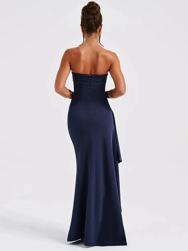 Planet Gates Mozision Strapless Backless High Split Maxi Dress Women Fashion Off-shoulder Sleeveless Bodycon Club Party Long Dress Elegant