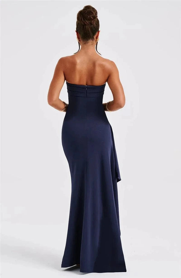 Planet Gates Mozision Strapless Backless High Split Maxi Dress Women Fashion Off-shoulder Sleeveless Bodycon Club Party Long Dress Elegant