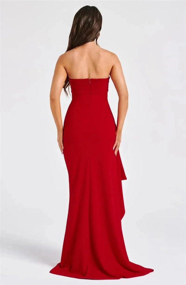 Planet Gates Mozision Strapless Backless High Split Maxi Dress Women Fashion Off-shoulder Sleeveless Bodycon Club Party Long Dress Elegant