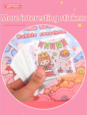 Planet Gates Mr. Paper 50pcs Waterproof PET Cartoon Cute Stickers Children Handbook Decoration Kawaii Stickers Korean Stationery Supplies