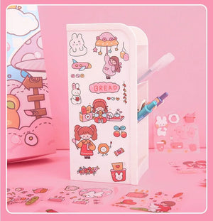 Planet Gates Mr. Paper 50pcs Waterproof PET Cartoon Cute Stickers Children Handbook Decoration Kawaii Stickers Korean Stationery Supplies