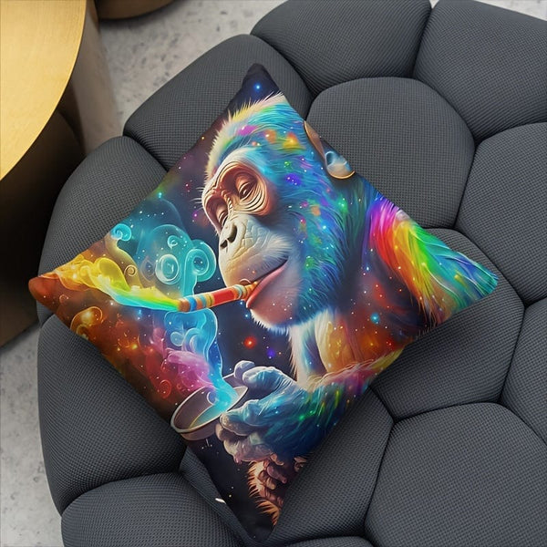 Planet Gates MT036 1pc, Painted Monkey Style Polyester Cushion Cover, Pillow Cover, Room Decor, Bedroom Decor, Sofa Decor, Collectible Buildings Accessories (Cushion Is Not Included)