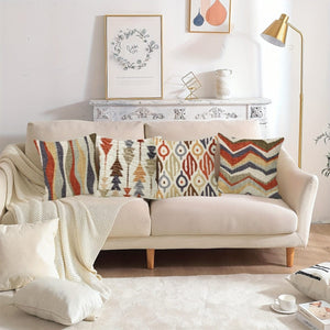 Planet Gates MT142 4PCS Boho Ethnic Style Throw Pillow Covers, 45.72*45.72cm Abstract Geometric Art Home Decorations Cushion Cases For Porch Patio Couch Sofa Living Room Outdoor, Farmhouse Style, Without Pillow Inserts