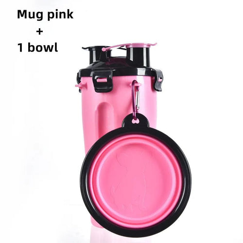 Planet Gates Mug pink 1 bowls Dog Travel Water Bottle Collapsible Bowls 2 in 1 Pet Food Container with Collapse Bowls Outdoor Portable Water Bowls for Pet Cat