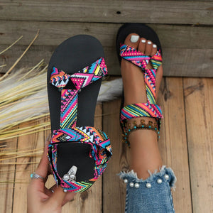 Planet Gates MULTI / 36 Summer Flat Women's Shoes Hemp Rope Set Foot Beach Sandals Outdoor All-match Casual Slippers Large Size Women Sandals