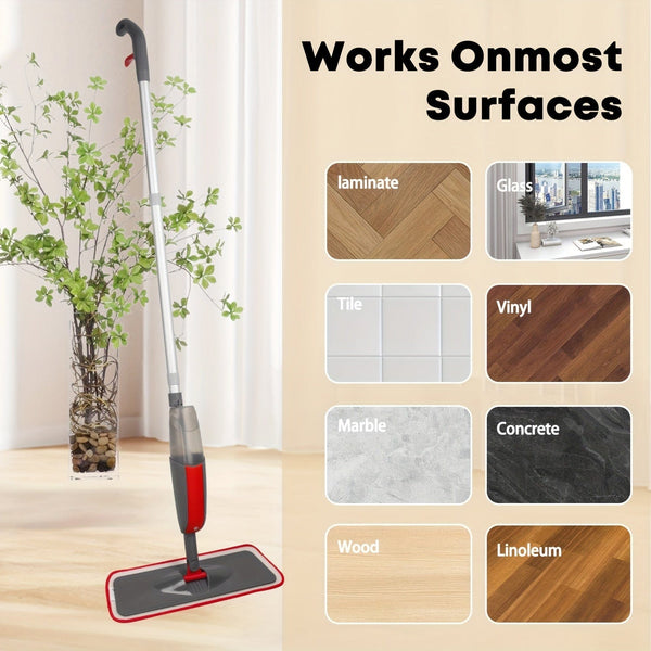 Planet Gates Multi-Purpose Spray Mop Set for Home Kitchen Hardwood Laminate Vinyl Planks Reusable Washable Pads Refillable Sprayer Wet/Dry Cleaning Tool
