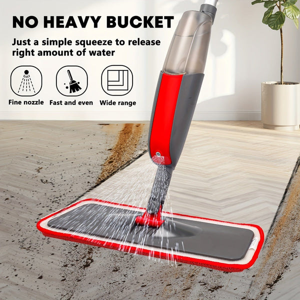 Planet Gates Multi-Purpose Spray Mop Set for Home Kitchen Hardwood Laminate Vinyl Planks Reusable Washable Pads Refillable Sprayer Wet/Dry Cleaning Tool