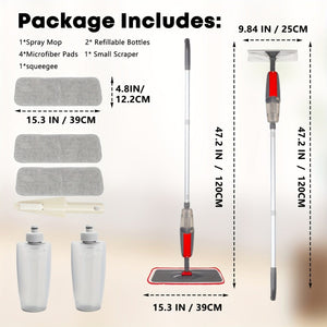 Planet Gates Multi-Purpose Spray Mop Set for Home Kitchen Hardwood Laminate Vinyl Planks Reusable Washable Pads Refillable Sprayer Wet/Dry Cleaning Tool