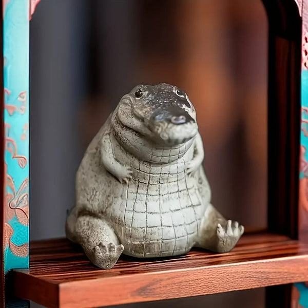 Planet Gates Multicolor 1 Piece, Small Crocodile Statue Decoration, Suitable For Garden, Desktop, Lawn, Windowsill, Indoor Courtyard Decoration, Creative Small Decoration