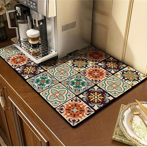 Planet Gates Multicolor 1 / S：30*40cm/11.81*15.75in 1pc, Dish Drying Pad, Coffee Machine Absorbent Mat, Kitchen Countertop Absorbent Pad, Washstand Drain Mat, Soft Diatom Mud Faucet Absorbent Mat, Toilet Washstand Cup Mat, Kitchen Accessories, Bathroom Accessories