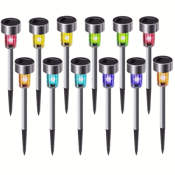 Planet Gates Multicolor / 12 Pcs 10 Packs Outdoor Solar Landscape Lawn Light, Waterproof Outdoor Lights, Solar Garden Lights, Solar Yard Lights, For Pathway, Patio, Yard, Lawn, Walkway, Deck And Driveway
